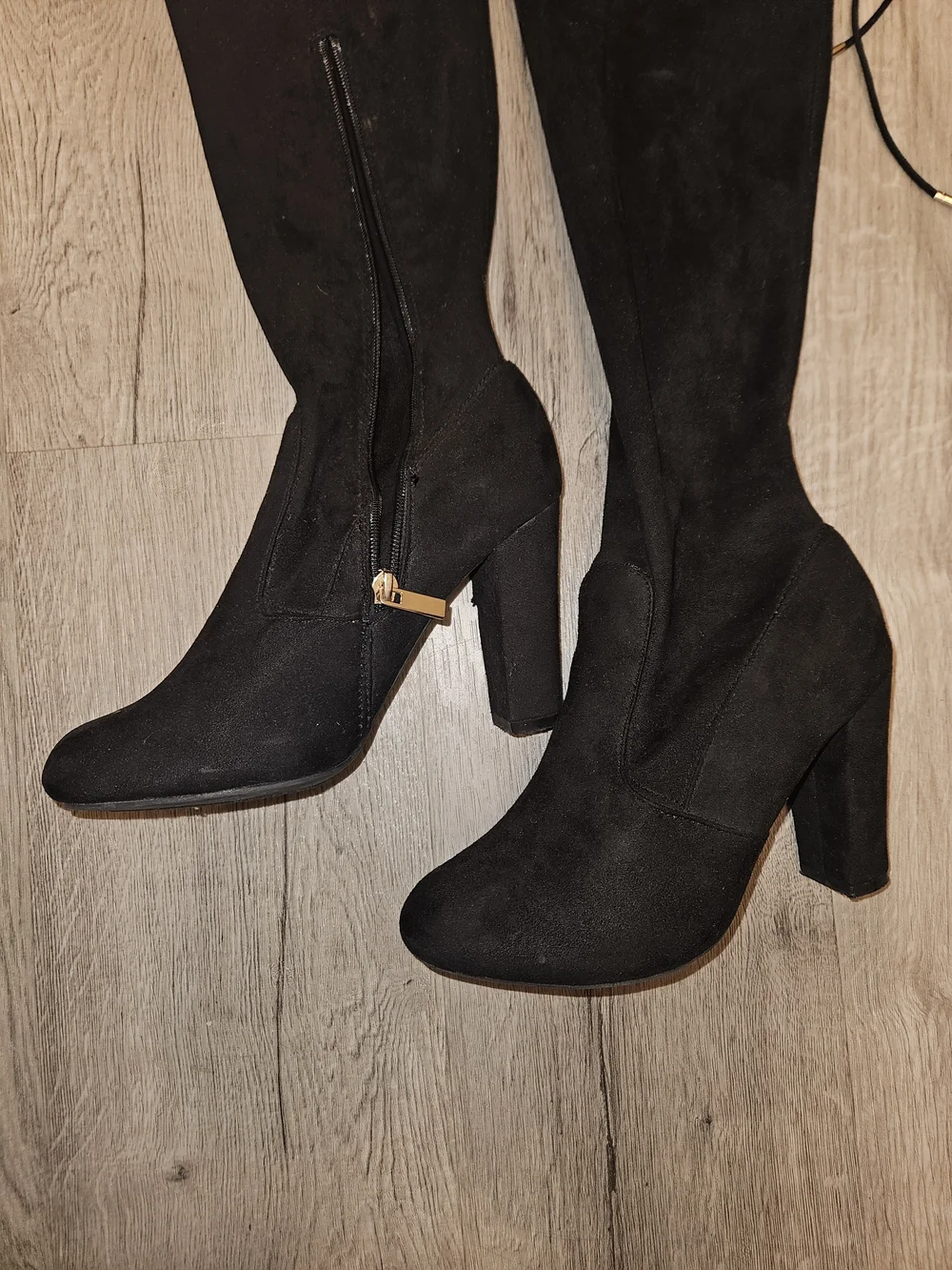 BAMBOO Black Over-The-Knee Block Heel Boots